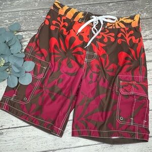 Merona Y2K Hawaiian Floral Swim Board Shorts